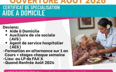 Ouverture de nouvelles formations – Rentrée 2026 CERTIFICAT de SPECIALISATION Aide à Domicile