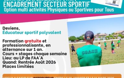 Ouverture de nouvelles formations – Rentrée 2026 CERTIFICAT de SPECIALISATION Encadrant dans le Secteur Sportif